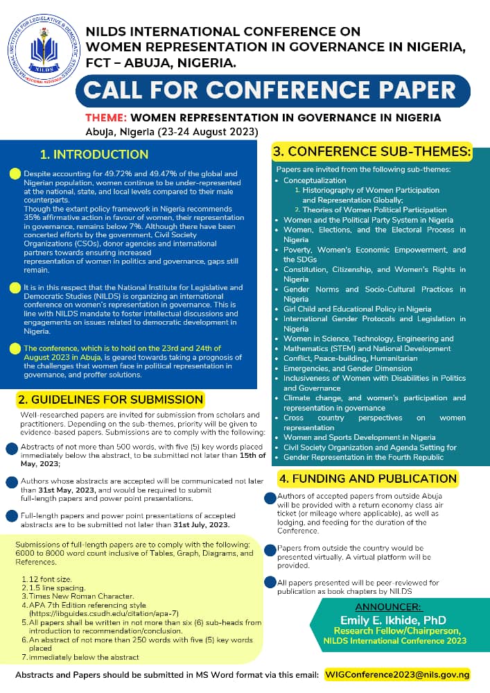NILDS International Women Conference: Call for Conference Abstracts and ...